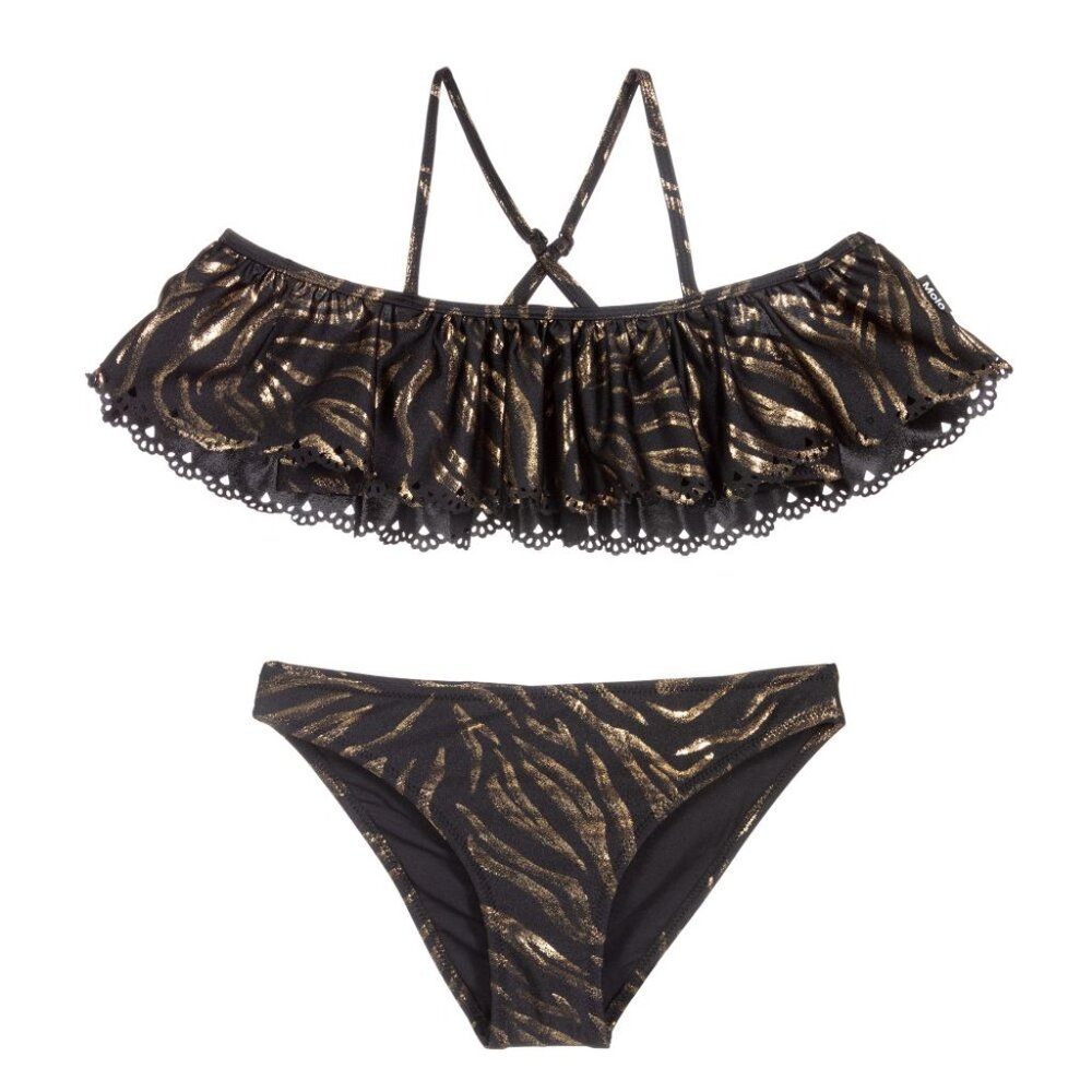 Molo Natacha girl black gold two piece bikini swimming bathing suit 9-10 134-14